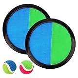 Klettballspiel Klettball Set mit 2 Fangscheiben 2 Bälle, Klettballspiel für Kinder ab 3 4 5 6, Ballspiele für Draußen Kinder für Wurf Spiel und Fangspiel für Party, Garten, Innen, Außen Klettball