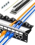 Enmane Cat6A Keystone-Patchpanel mit 24 Anschlüssen, Netzwerk-Patchpanel mit Smart-Kabel (kein Kabelbinder erforderlich), Management für 48,3 cm (19 Zoll) Rackmount (abgeschirmt)