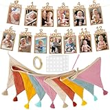 Molirex Girlande Wimpelkette Kinderzimmer Set, Beinhaltet 2.6M Wimpelkette Stoff Und 0 Bis 12 Monate Girlande Geburtstag Baby, Wimpelkette Outdoor Kindergeburtstag Deko FüR MäDchen Jungen Party