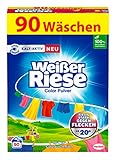 Weißer Riese Color Pulver (90 Waschladungen), Color Waschmittel riesig stark gegen Flecken, Kalt-Aktiv schon ab 20° C, ergiebiges Waschpulver, ideal für Familien mit Kindern