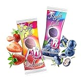 Xylit Birkenzucker Lolli MIX | 50 Stk x 6g | Keine Chance für Karies: zuckerfreier & veganer Zahnpflege Lollipop | Mix Erdbeere & Blaubeere