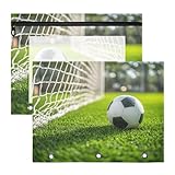 Quteprint Federmäppchen für 3-Ringordner, Sport-Football-Bindemappe, A4-Dokumententasche mit Reißverschluss, transparentes Fenster, langlebig, Ordner-Organizer, große Kapazität für Schule, Büro