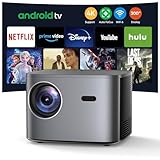 Beamer【Android TV】 Autofokus/6D Trapezkorrektur WiFi6 Bluetooth Beamer 4K Unterstützt, 25000 Lumen 1080P Full HD Beamer mit 50% Zoom, Smart Beamer Heimkino mit Netflix YouTube LED Video Projektor