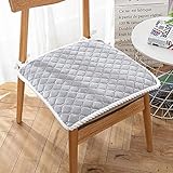 Quadratisches Sitzkissen mit Bändern, weiches, rutschfestes Velourspolster, waschbar, dekoratives Esszimmerstuhlkissen für Büro, Küche, Wohnzimmer, Grau, 45 x 45 cm