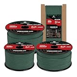 Kamu Synber Paracord 3mm x 15m Paracord 425 100% Nylon Seil Typ II Schnüre mit 3 Kern für Basteln, Outdoor, Camping, Survival | Tragkraft 192kg | Dunkelgrün