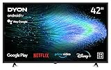 DYON Smart 42 AD-2 105cm (42 Zoll) Android TV (Full-HD, HD Triple Tuner, Prime Video, Netflix, Google Play Store für DAZN, Disney+ UVM., Google Assistant, BT-Fernbedienung) …