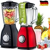 1400 Watt Standmixer mit Glasbehälter 1,5 Liter, BPA-frei, 6 Edelstahl-Klingen, Smoothie Maker, Blender, Ice-Crusher (Rot)