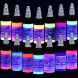 Fluoreszierende Tattoo-Tinten-Set 14 Flaschen 15 ml (0.5 fl oz) Standard pigment Professionelles Tattoo farbe Zubehör