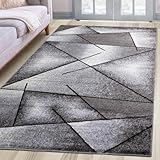 oKu-Tex Teppich | Webteppich | für Wohnzimmer, Flur, Schlafzimmer | Grau Modern | geometrisches Design | Öko-Tex 100 |Größe 160 x 230 cm, 30161grau160230