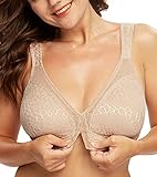 DotVol Damen Funktioneller Vorne Vershcluss Vollschalen Ohne Bügel Große Größen Minimizer BH(Beige, 90D)