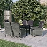 LIANGDONFC Lounge Sessel Outdoor、balkonmöbel Kleiner balkon7-tlg. Garten-Essgruppe HellgrauIdeal für Terrassen, Gärten