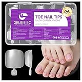 Gelike ec Quadrat Künstliche Fussnägel Tips: 240Stück Matte Weiches Gel Zehennägel Für DIY Art Lover Frauen - Haushalt DIY Salons Use 12Größen