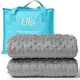 Ella Gewichtsdecke Kinder 2,4 kg 90x120 cm – Therapiedecke, für Stressabbau & Angstzustände, Hypoallergene Glasperlen, weiche & kühlende Baumwoll- Außenschicht, für Kinder von 15-25 kg – Grau Minky