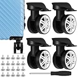 BESTonZON 4 Stück Ersatzrollen für Koffer aus Robustem TPE PP Schwenkbare Geräuscharme Doppelreihen Gepäckrollen mit Schrauben und Schraubendreher Universelle Kofferrollen für Reparatur und