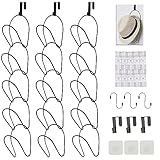 LINFIDITE 15 Stück Cap Halter Tür Hut Racks Organizer Baseball Cap Display Halterung Schrank Hängen für Schals Handtaschen Handtücher Kleidung Krawatten Schwarz