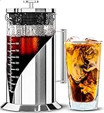 Cafe Du Chateau Cold Brew Kaffeebereiter (1 L) – Kaffeemaschine mit Filter aus Edelstahl 304 und Borosilikatglaskörper – Iced Coffee Maker mit zweilagiger luftdichter Silikondichtung