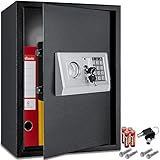 KESSER® Elektr. Tresor | 50x35x34,5 XXL Türstärke 4mm | Elektronischer Safe | Doppelbolzenverriegelung | Wandtresor | Ink. Montagematerial | Dokumententresor Innenbeleuchtung Panzerschrank Schwarz