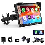 Vtopek Größter 7-Zoll Motorrad Carplay Display 4K+1080P Dash Cams Carplay Motorrad Android Auto Display Wasserdichter HD Touchscreen Apple CarPlay GPS-Navigation Dual-BT Siri Fernbedienung 64 GB-Karte