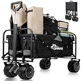 SAMAX Bollerwagen Handwagen Gartenwagen Strandwagen bis 200 kg - Klappbar Faltbarer Bollerwagen Transportwagen - Camping Edition Schwarz/Grau
