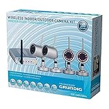 Grundig Indoor/Outdoor Video surveillance Kamera Set mit Empfanger (5-teilig, CMOS-Sensor, 12-Infrarot LED, bis 100m) silber