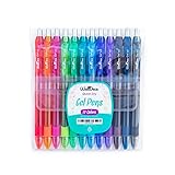 WallDeca Gelstifte Set, Regenbogenfarben 12 Gel Kugelschreiber Bunt, Gelschreiber mit Mittlerer Strichstärke 0,5 mm, Komfortabler Halt und Schnelltrocknend – Gel Pen Set mit Transporthülle
