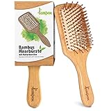 Bambus Haarbürste Holz mit Naturpins, Paddle Brush, Pins aus Bambus, Entwirrbürste, Detangler, antistatisch, Anti-Frizz, Lockenbürste, Holzbürste, Haarbürsten