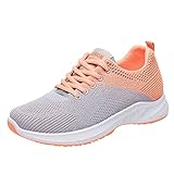 Damen-Turnschuhe, rutschfest, bequem, atmungsaktiv, Workout, Walking-Schuhe, Memory-Schaum, Schlupfschuhe, Fitnessstudio, Laufen, Turnschuhe für Damen, leichter Netz-Tennisschuh, Orange, 38 EU