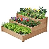 Yaheetech 3 stufiges Hochbeet Holz Balkon Garten Kräuterbeet Frühbeet Gartenbeet Pflanzenbeet Stufenbeet Blumentreppe stapelbar, 120 x 120 x 56 cm