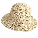LQTSLFM Damen-Sonnenhut,Fischerhut für Damen,Gestrickte Hüte Atmungsaktiver Sommer-Hut,Strandhut,Häkeln Sonne Hut Sommer Strand Fischer Hüte