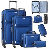 KESSER® Reisekoffer Set 4-teilig | Trolley Kofferset Stoffkoffer mit 3-Ziffern-TSA-Schloss, 360° Rollen & Teleskopgriff | Kosmetiktasche Handgepäck leichter Koffer & große Koffer für Business & Reisen