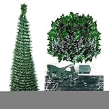 Künstlicher Weihnachtsbaum - 150 cm faltbarer Baum mit Ständer, Indoor-Urlaubsdekoration für Zuhause, Veranda, Klassenzimmer, Terrasse & Winterparty Display