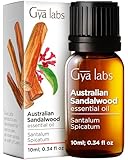 Gya Labs Ätherisches Australisches Sandelholzöl Öl für Haut und Haare - 100% Reines Natürliches Australisches Sandelholzöl für Diffusor, Aromatherapie - Warmer, Holziger Duft