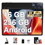 2025 NeuesteTablet 11 Zoll 2K Display 2000*1200 Android 16GB RAM + 256GB ROM Tablet PC, 8600mAh Akku, 2.4G+5G WiFi, Bluetooth 5.0, 13MP+5MP, GMS Certified, Typ-C, Metallkörper, Mit Hülle, Schwarz