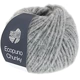 LANA GROSSA Ecopuno Chunky | Superleichtes, flauschiges Effektgarn mit Baby Alpaka | Handstrickgarn aus 33% Schurwolle (Merino) & 19% Alpaka | 50g Wolle zum Stricken & Häkeln | 70m Garn FB 125