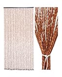 Ezcasch 90x195cm Holz Perlenvorhang - 52 Stränge Braun Retro Holzperlenvorhang - Handarbeit Natur Türvorhang Fadenvorhang als Insektenschutz Fliegenschutz für Schlafzimmer Wohnwagen Camping