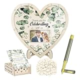 Hochzeitsgästebuch, hölzernes Herzförmiges Schreibtischschild, romantische Brautparty, Tischdekoration für den Innenbereich, für Hochzeiten, Empfänge, Gästetische, Zuhause, Eingangsbereich