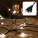 hellum Lichterkette 50 LED, 7,35m Länge, Lichterkette innen, klassisch warmweiß, 59lm, Lichterkette grün mit Stecker, Weihnachtsbaum Lichterkette 579130