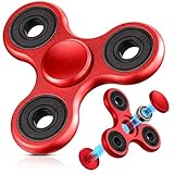 SCIONE Fidget Spinner Metall Sensory Fidget Toy, Cooler Metall Edelstahl-Handspinner Angst Stress Relief Geburtstag Geschenk für Kinder Erwachsene Rot (Lagerkappen können demontiert Werden Montiert)