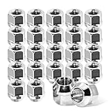 QIAOAUTOCC 12 mm x 1,5 Chrom-Aftermarket-Radmuttern – M12 x 1,5 offenes Ende, Kegelsitz-Wölbung, , einteiliges Design, 21 mm lang, 19 mm Sechskant, verchromt für verbesserte Haltbarkeit, 24
