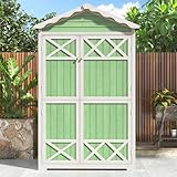 Outdoor Holz Gartenmöbel Aufbewahrungsschuppen, Werkzeughaus für Garten, Terrasse, verblassungsfrei, wetterfest, sicher und geschützt, wartungsfrei, umweltfreundlich (Grün)