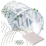 TTL Garden Folientunnel Set Flex L 20 mit PE Folie 6 x 2,5 m - 6 x Fiberglas Bögen & PE Anzuchtfolie 6x2,5m breit, Rund Bogen für Abdeckung Frühbeet Hochbeet Gemüsebeet, stabil langlebig & rostfrei