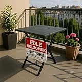 Onbest Balkontisch mit Holz Optik – klappbar – Campingtisch aus robustem Kunststoff – 80 kg Belastbarkeit – für Balkon, Garten & Terrasse – wetterfest – eckig – 56x61 cm