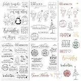 LERKNVOE Stempel Weihnachten, 4 Blätter Silikon Weihnachtsstempel, Silikonstempel Frohe Weihnachten Stempel Set, Personalisierter Merry Christmas Stamps Deutsch, Für DIY Geschenk Kartenherstellung