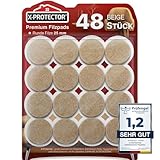 X-Protector Filzgleiter 48 Stück 25 mm - Prämie Möbelgleiter Beige - Dicker Filz Selbstklebend - Bodenschoner für Stühle - Große Menge an Filzgleiter Selbstklebend - Schützen Sie Ihre Holzfußböden!