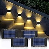 4 stück Solar Wandleuchte Aussen,Solar Außenwandleuchte,Led Wandleuchte Aussen Kabellos,Up Down Solarleuchten für Außen,IP65 Wasserdicht Solar Wandleuchten Dekorative für Hauswand Flur