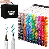 Kebuye Alkohol Marker Set, Alkohol Stifte Set 100 Farben Marker & Filzstifte Filzstifte Permanenter Marker FüR Manga, Design, Malerei, Zeichnung Twin Marker Art