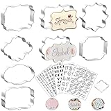 Fondant Ausstecher Buchstaben Set, 8 Stk Ausstechformen 5 Stk Fondant Stempel Buchstaben Silikonstempel 1 Acrylblock, Inklusive Großbuchstaben und Zahlen zum keks Torte Backen Deco DIY