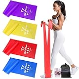 COFOF Fitnessbänder 4er-Set, 1.8M Gymnastikband mit 4 Widerstandsstufen, Fitnessband mit Tragetasche & Übungsanleitung Geliefert Ideal für Yoga, Pilates, Krafttraining