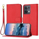 Telefon Flip Case Brieftasche Hülle Kompatibel mit Oppo Reno 8 5G Kompatibel mit Damen Herren Leder Flip Cover mit Kartenhalter Stoßfest TPU Innenschale Handyhülle und Ständer Telefo