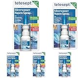 tetesept Meerwasser Nasen Spray – Nasenspray zur Reinigung der verstopften & natürlichen Befeuchtung trockener Nasenschleimhäute – Nasenpflegespray bei Erkältung - 1 x 20 ml (5er Pack)